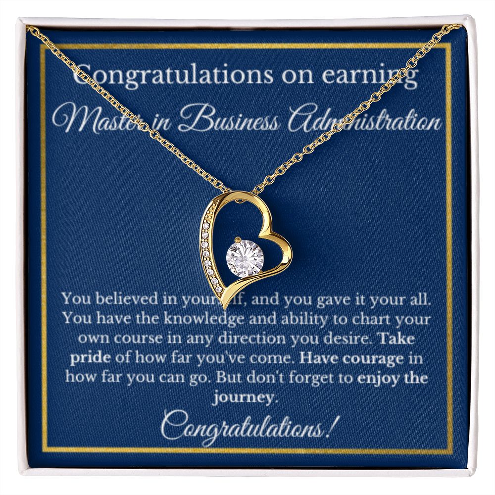 MS in Business Degree, Graduation Gifts, Business School Graduate Gifts Masters of Business Administration Gold Diamond Necklace