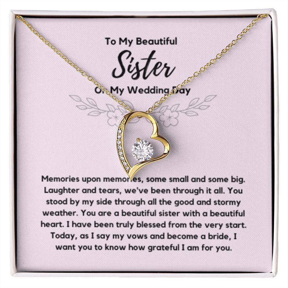 Sister of the Bride Gift Necklace, Sister Wedding Gift from Bride to Sister rehearsal dinner Gift to my Sister on my Wedding Day