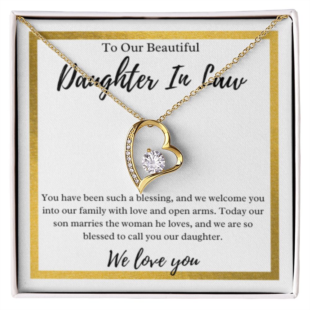 To Our Daughter-In-Law Gift On Wedding Day, Future Daughter In Law Rehearsal Dinner Gift For Bride From Mother & Father In Law