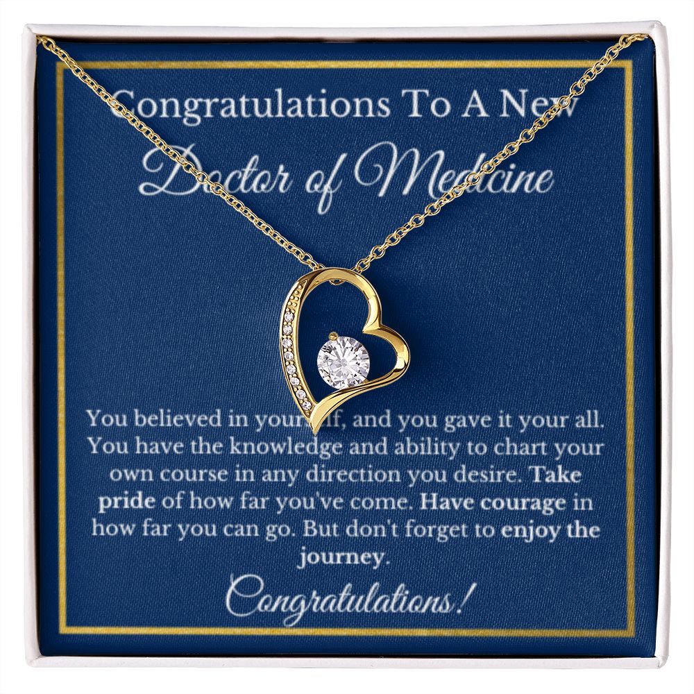 Doctor Message Card Jewelry, Gold Diamond, Doctor Graduation Gift, Grad Gift For Doc A New Doctor Of Medicine MD Graduation Gift