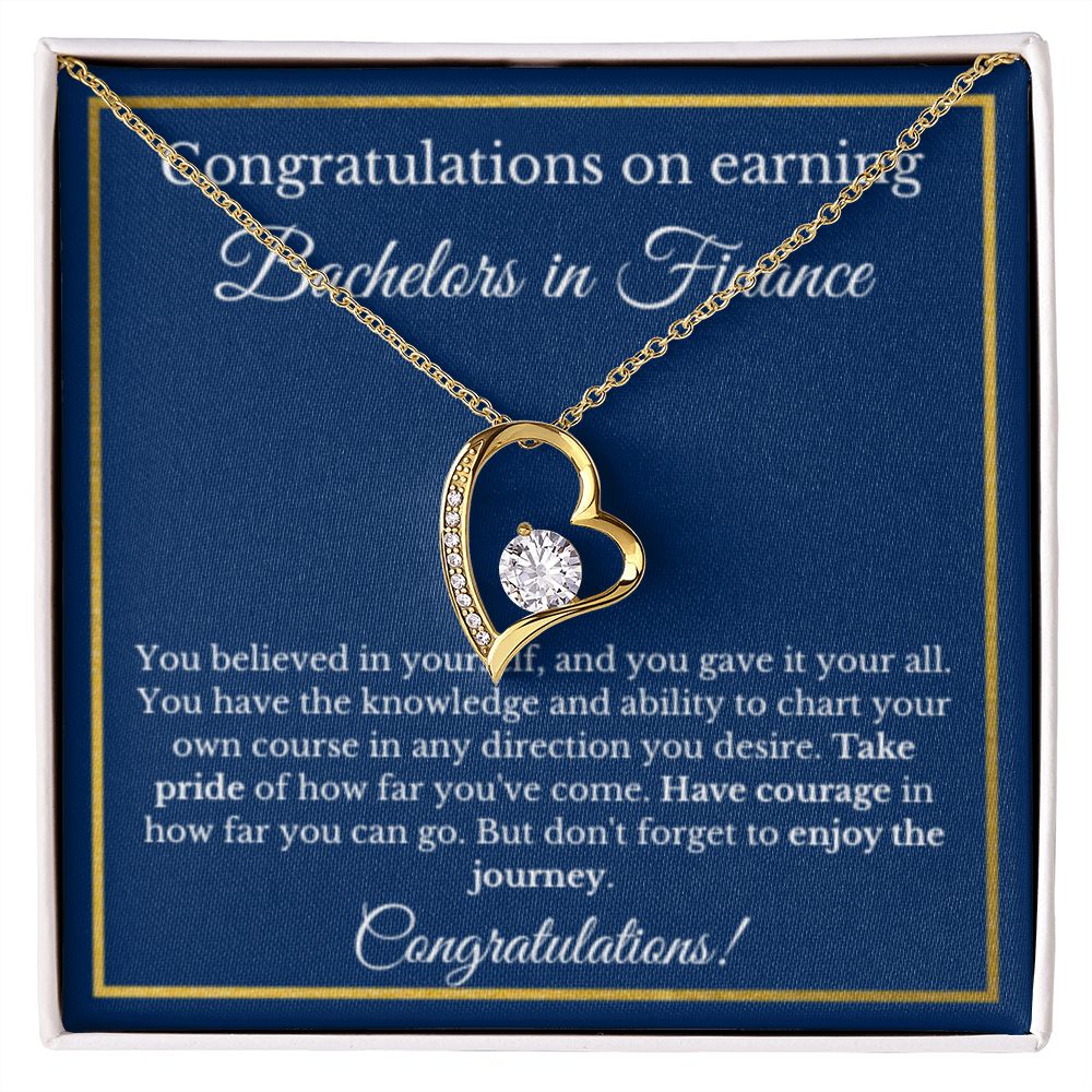 BS in Finance Graduation Gifts, Finance Business School Grad Gifts, Bachelors of Finance Gold Diamond Necklace