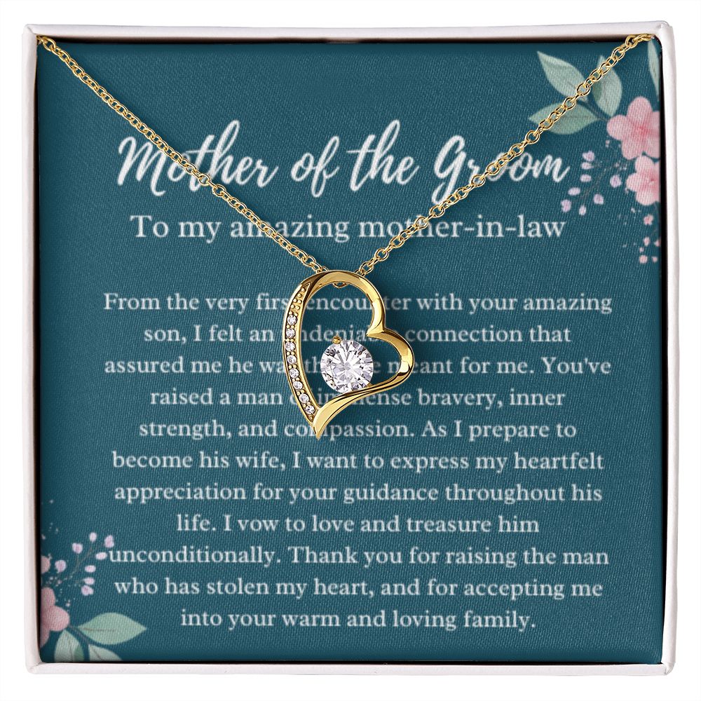 EllePendants Mother Of The Groom Gift From Bride, Mother In Law Gift Wedding Day, From Daughter In Law, Future Mother In Law Gifts Necklace, Forever Love Heart