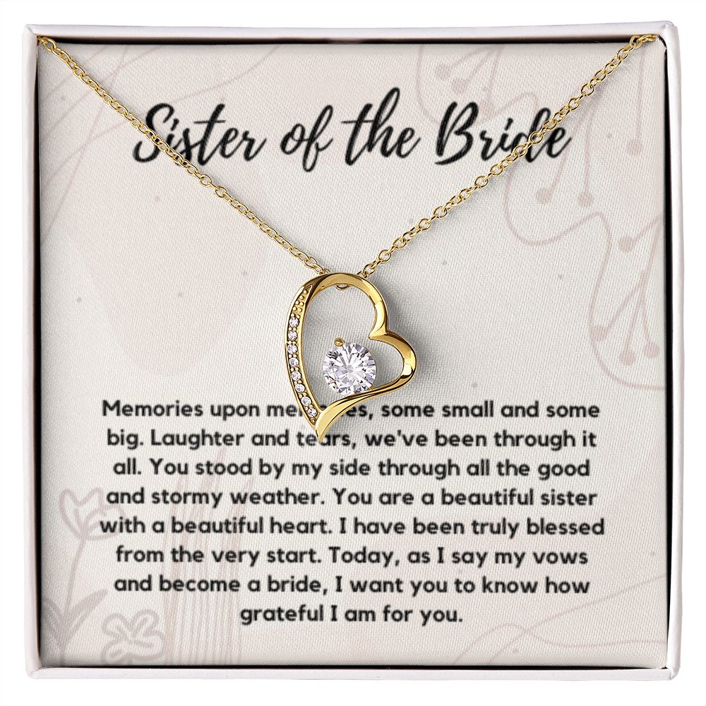 Sister of the Bride Gift Necklace, Sister Wedding Gift from Bride to Sister rehearsal dinner Gift to my Sister on my Wedding Day