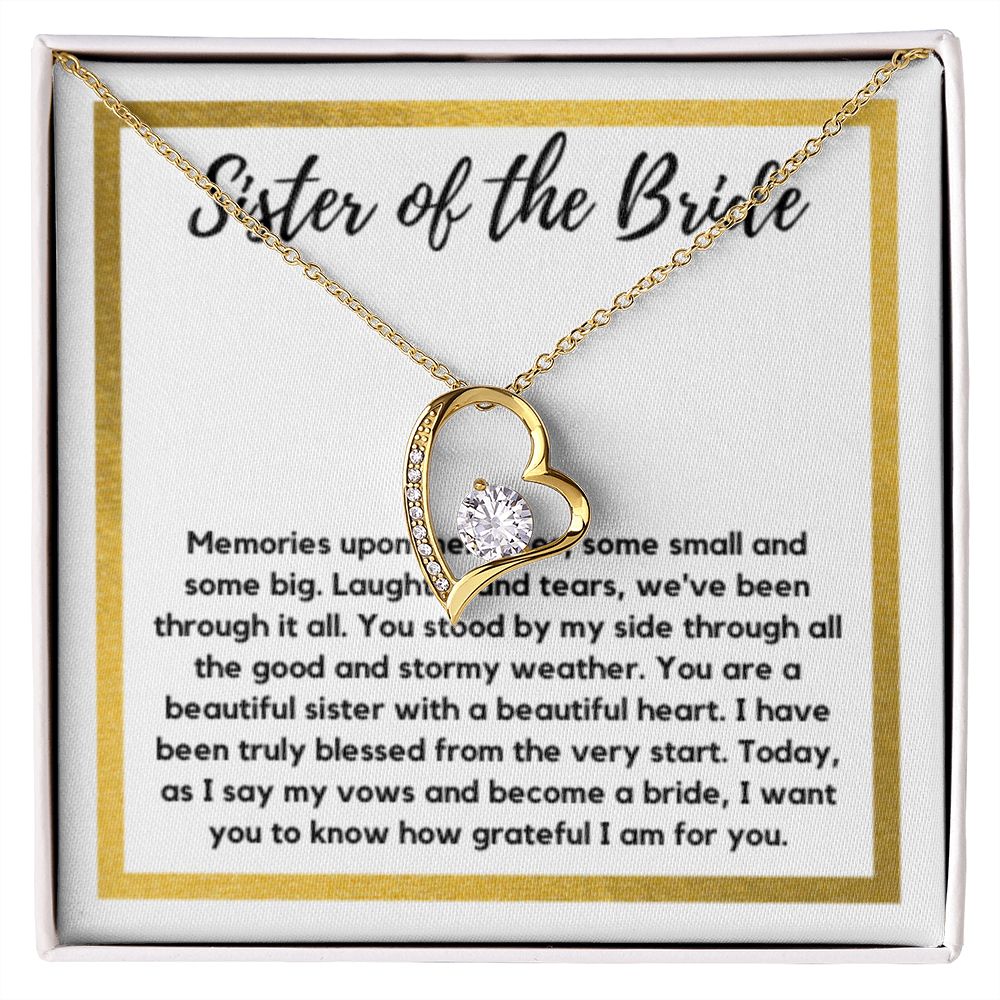 Sister of the Bride Gift Necklace, Sister Wedding Gift from Bride to Sister rehearsal dinner Gift to my Sister on my Wedding Day