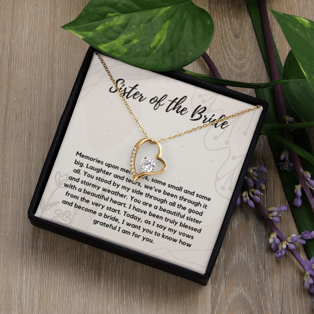 Sister of the Bride Gift Necklace, Sister Wedding Gift from Bride to Sister rehearsal dinner Gift to my Sister on my Wedding Day