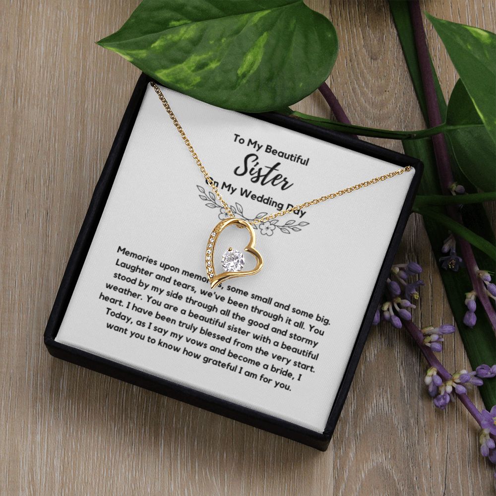 Sister of the Bride Gift Necklace, Sister Wedding Gift from Bride to Sister rehearsal dinner Gift to my Sister on my Wedding Day