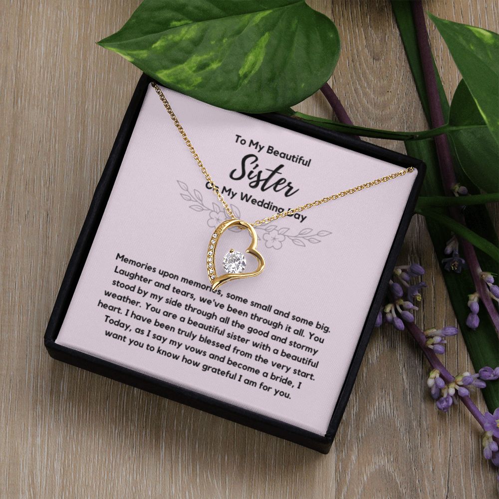 Sister of the Bride Gift Necklace, Sister Wedding Gift from Bride to Sister rehearsal dinner Gift to my Sister on my Wedding Day