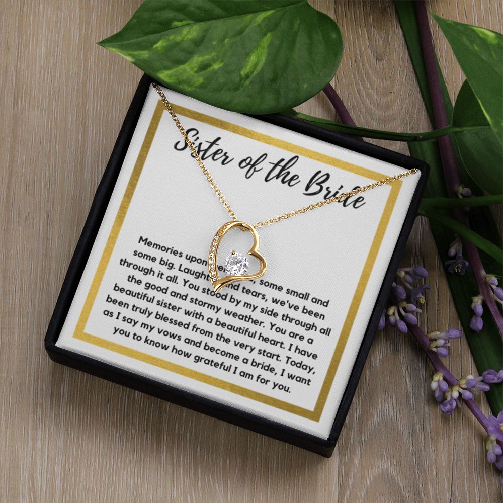 Sister of the Bride Gift Necklace, Sister Wedding Gift from Bride to Sister rehearsal dinner Gift to my Sister on my Wedding Day