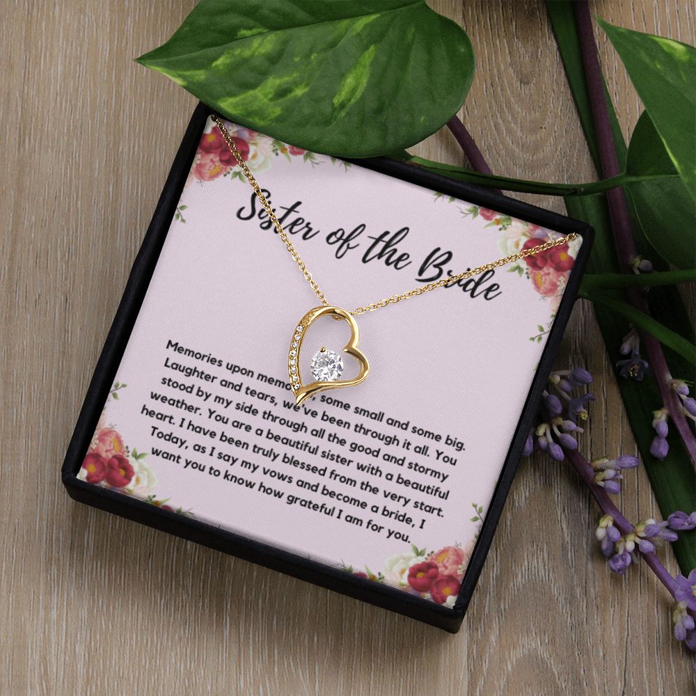 Sister of the Bride Gift Necklace, Sister Wedding Gift from Bride to Sister rehearsal dinner Gift to my Sister on my Wedding Day