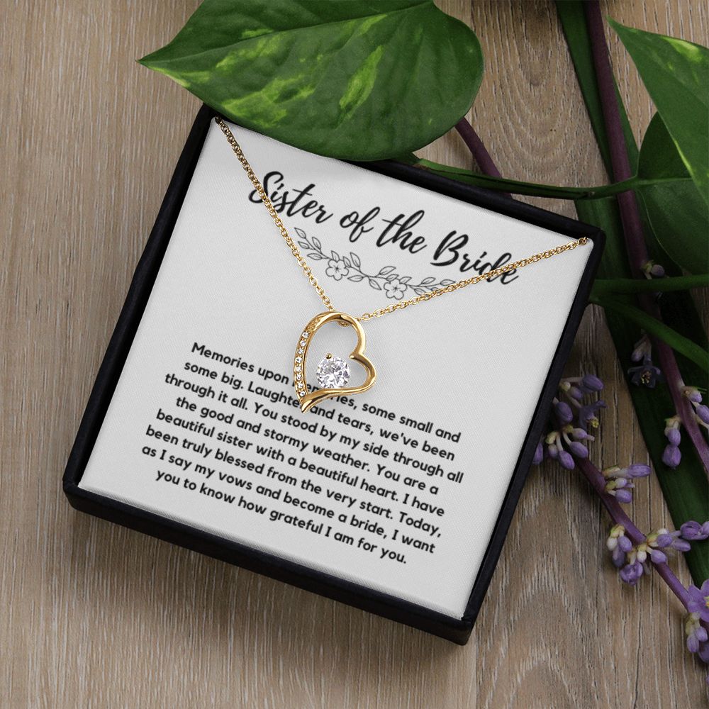 Sister of the Bride Gift Necklace, Sister Wedding Gift from Bride to Sister rehearsal dinner Gift to my Sister on my Wedding Day