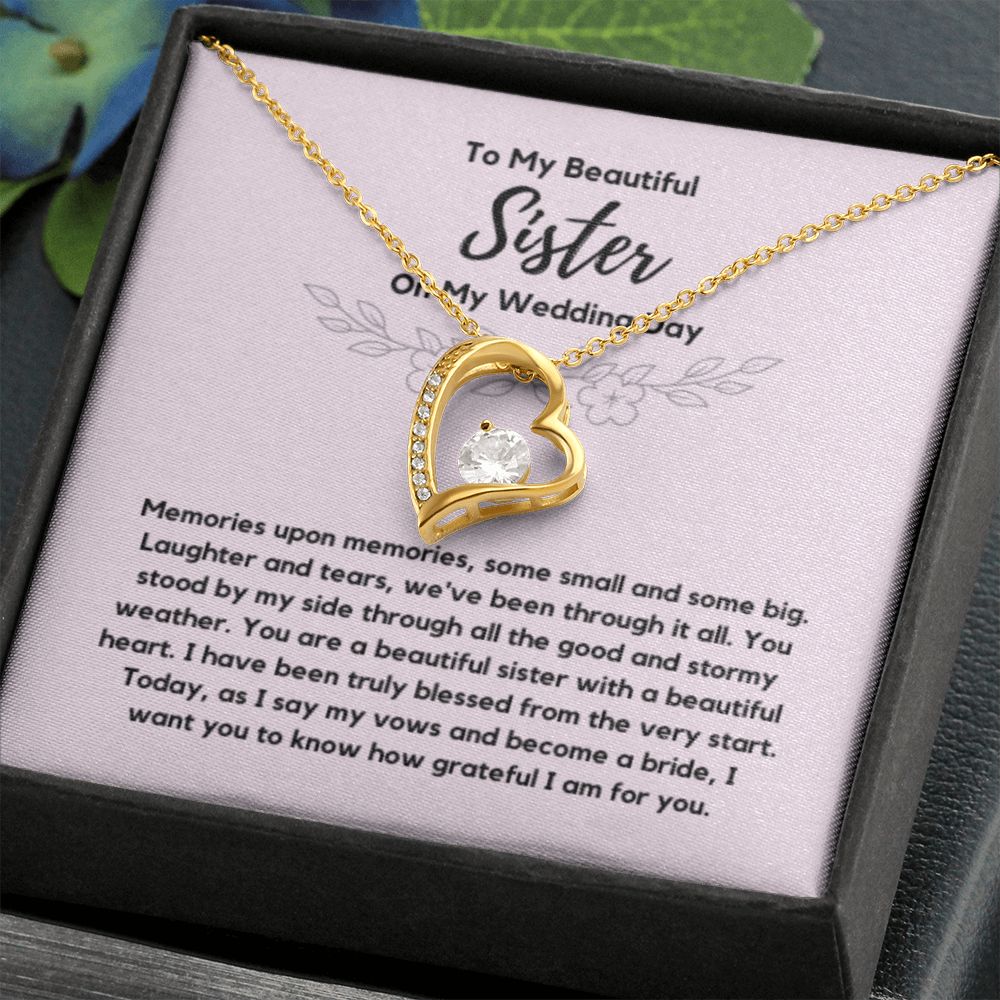 Sister of the Bride Gift Necklace, Sister Wedding Gift from Bride to Sister rehearsal dinner Gift to my Sister on my Wedding Day