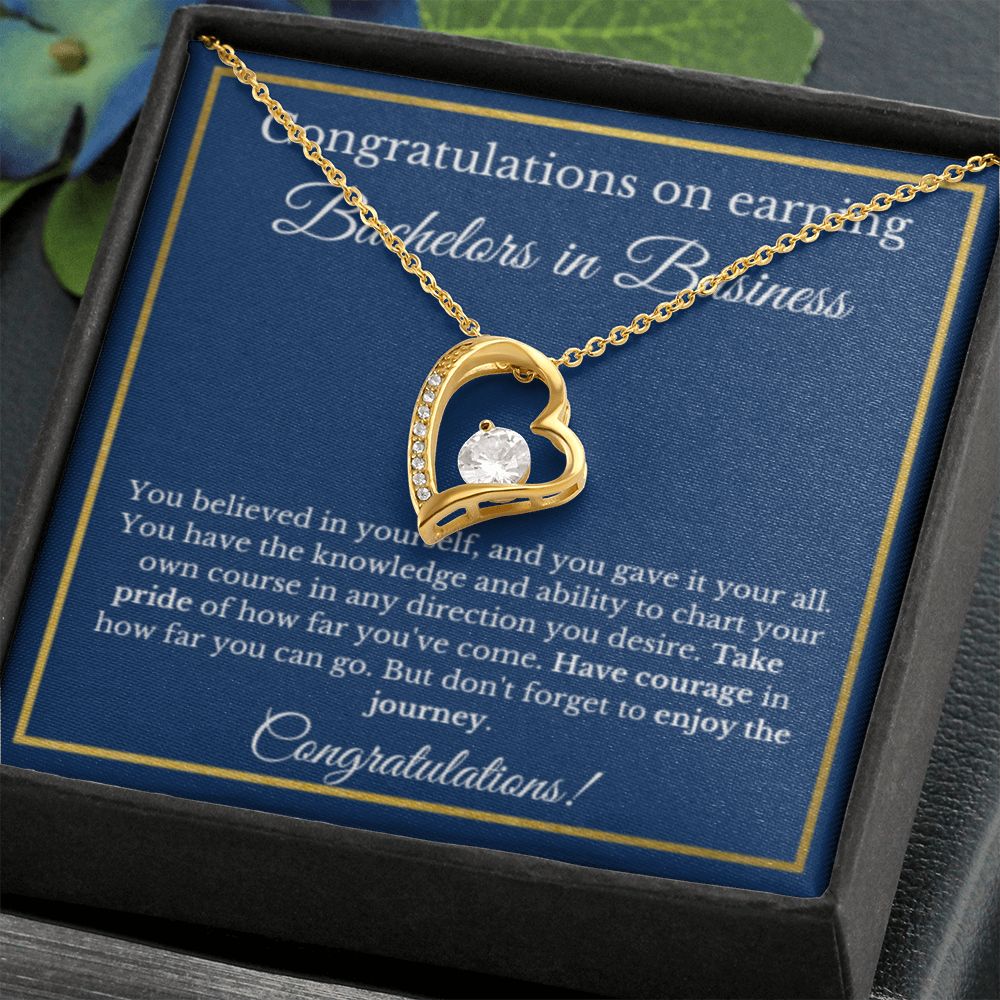 BS Business Degree, Graduation Gifts, Business School Graduate Gifts Bachelors of Business Administration Gold Diamond Necklace