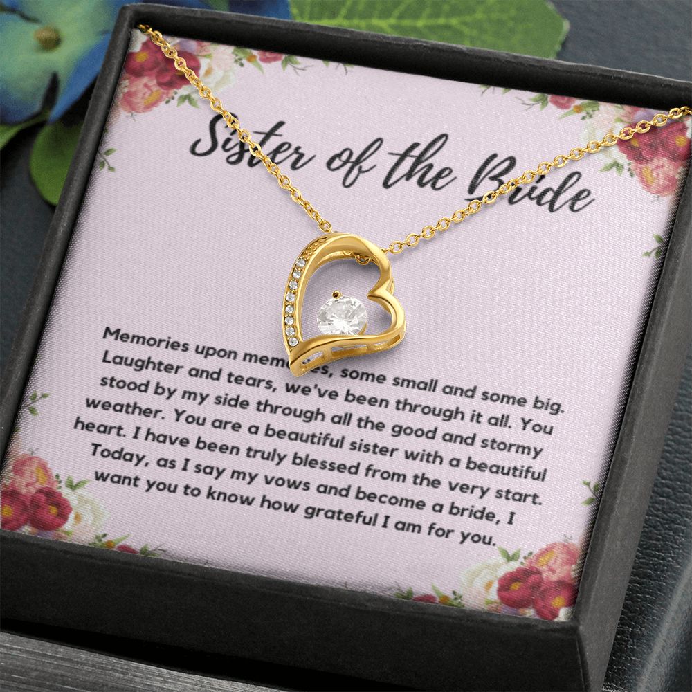 Sister of the Bride Gift Necklace, Sister Wedding Gift from Bride to Sister rehearsal dinner Gift to my Sister on my Wedding Day