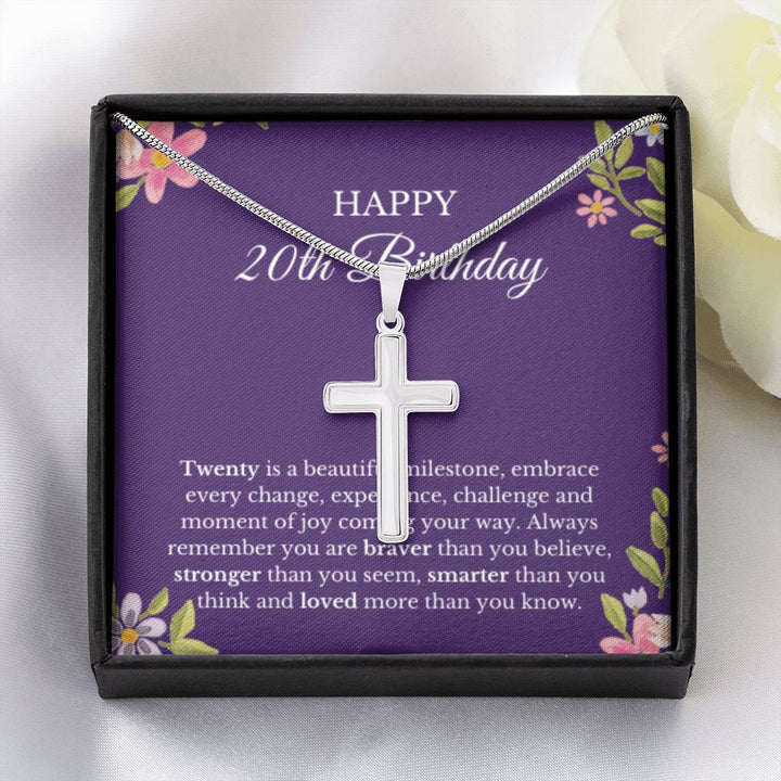 20th Birthday Necklace, Birthday Cross Necklace, Birthday Gifts For Woman, Birthday Card, Pendant Necklace