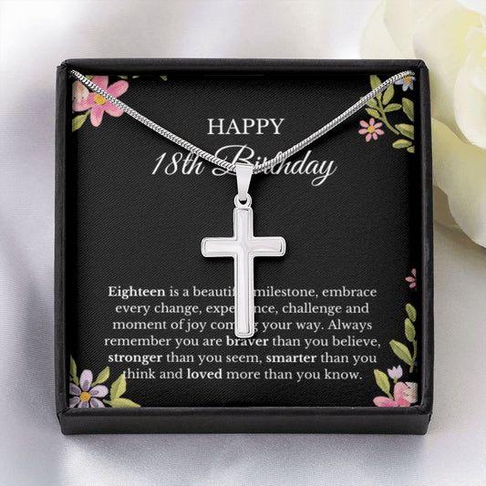 18th Birthday Necklace, Birthday Cross Necklace, Birthday Gifts For Woman, Birthday Card, Pendant Necklace