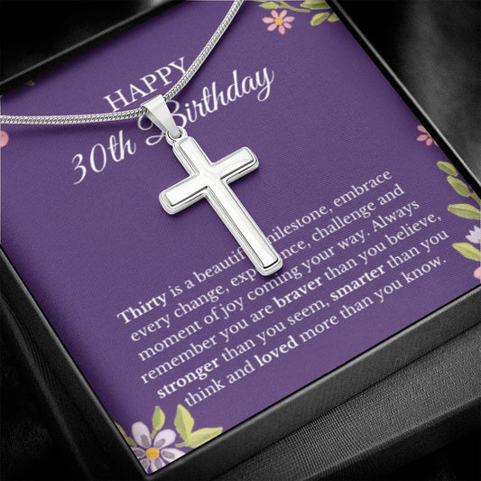 30th Birthday Necklace, Birthday Cross Necklace, Birthday Gifts For Woman, Birthday Card, Pendant Necklace