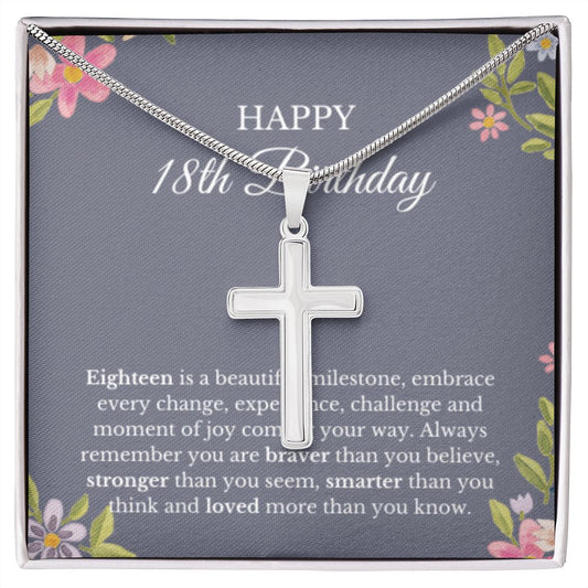 18th Birthday Necklace, Birthday Cross Necklace, Birthday Gifts For Woman, Birthday Card, Pendant Necklace