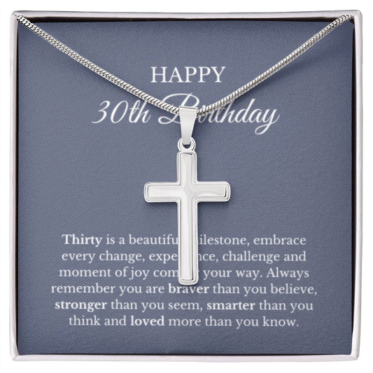 30th Birthday Necklace, Birthday Cross Necklace, Birthday Gifts For Woman, Birthday Card, Pendant Necklace