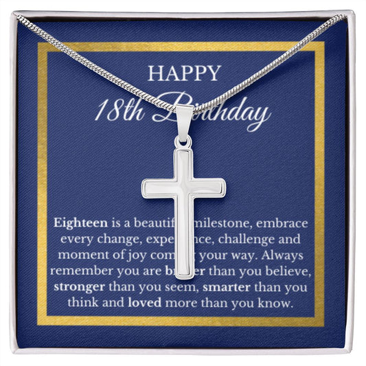 18th Birthday Necklace, Birthday Cross Necklace, Birthday Gifts For Woman, Birthday Card, Pendant Necklace