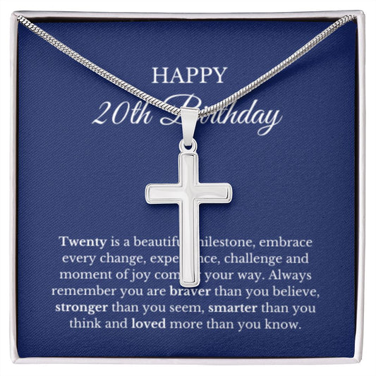 20th Birthday Necklace, Birthday Cross Necklace, Birthday Gifts For Woman, Birthday Card, Pendant Necklace