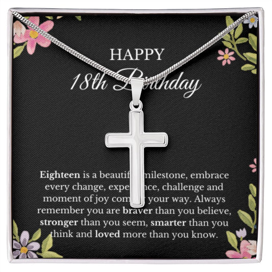 18th Birthday Necklace, Birthday Cross Necklace, Birthday Gifts For Woman, Birthday Card, Pendant Necklace