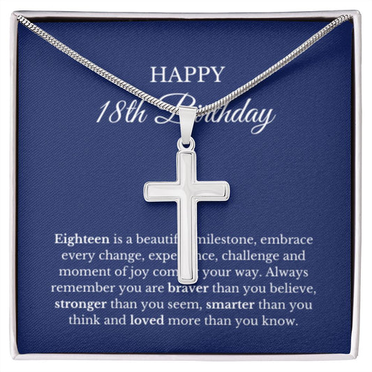 18th Birthday Necklace, Birthday Cross Necklace, Birthday Gifts For Woman, Birthday Card, Pendant Necklace