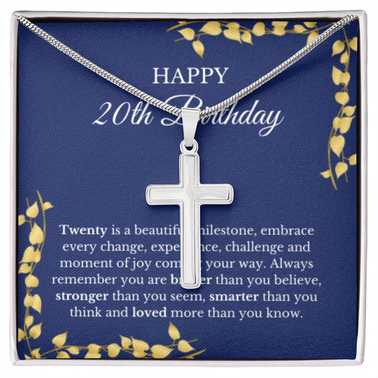 20th Birthday Necklace, Birthday Cross Necklace, Birthday Gifts For Woman, Birthday Card, Pendant Necklace