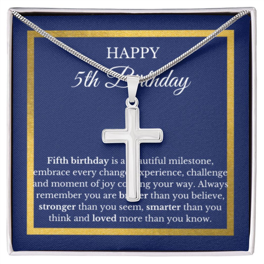 5th Birthday Necklace, Birthday Cross Necklace, Birthday Gifts For Woman, Birthday Card, Pendant Necklace